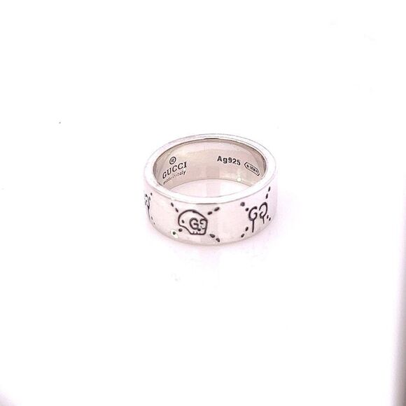 Gucci Estate Engraved Ring Size 8 Sterling Silver 8.5 mm Height G49 - Picture 5 of 11